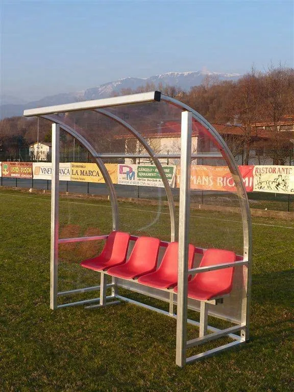 Panchina bordo campo modello "Strong", 3 MT, in alluminio e policarbonato compatto trasparente, posti 6 Art 6215