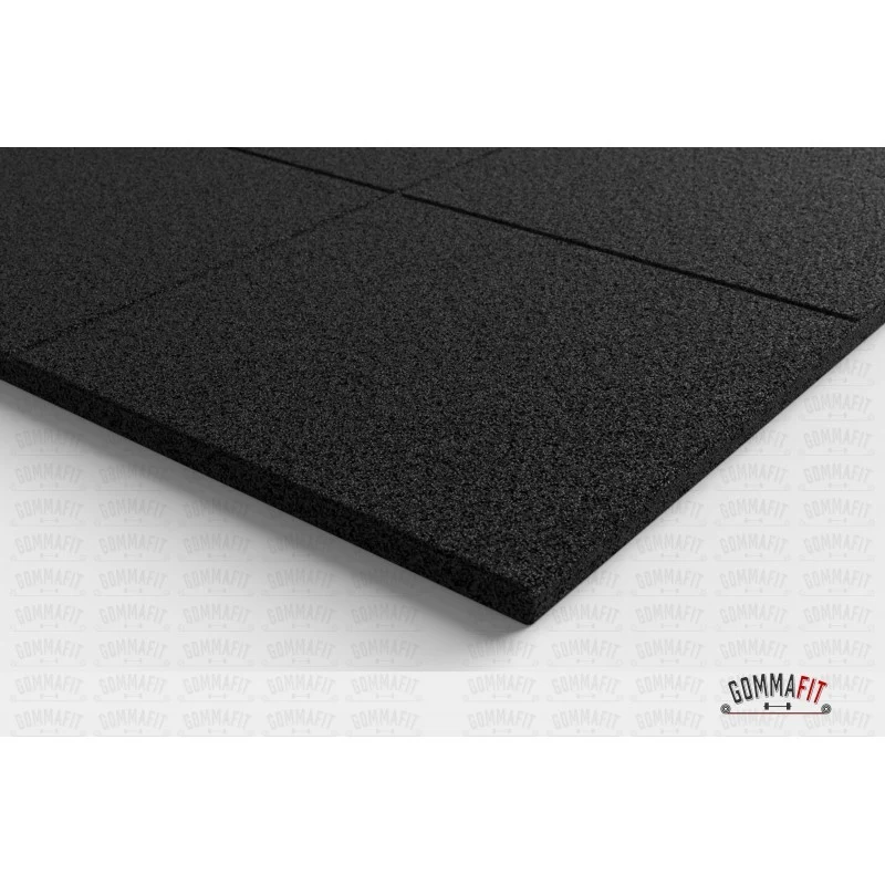 Pavimentazione SQUARE mattonella antitrauma in gomma 1x1 MT Vari Spessori dai 10 ai 50 mm Grana Media Nera