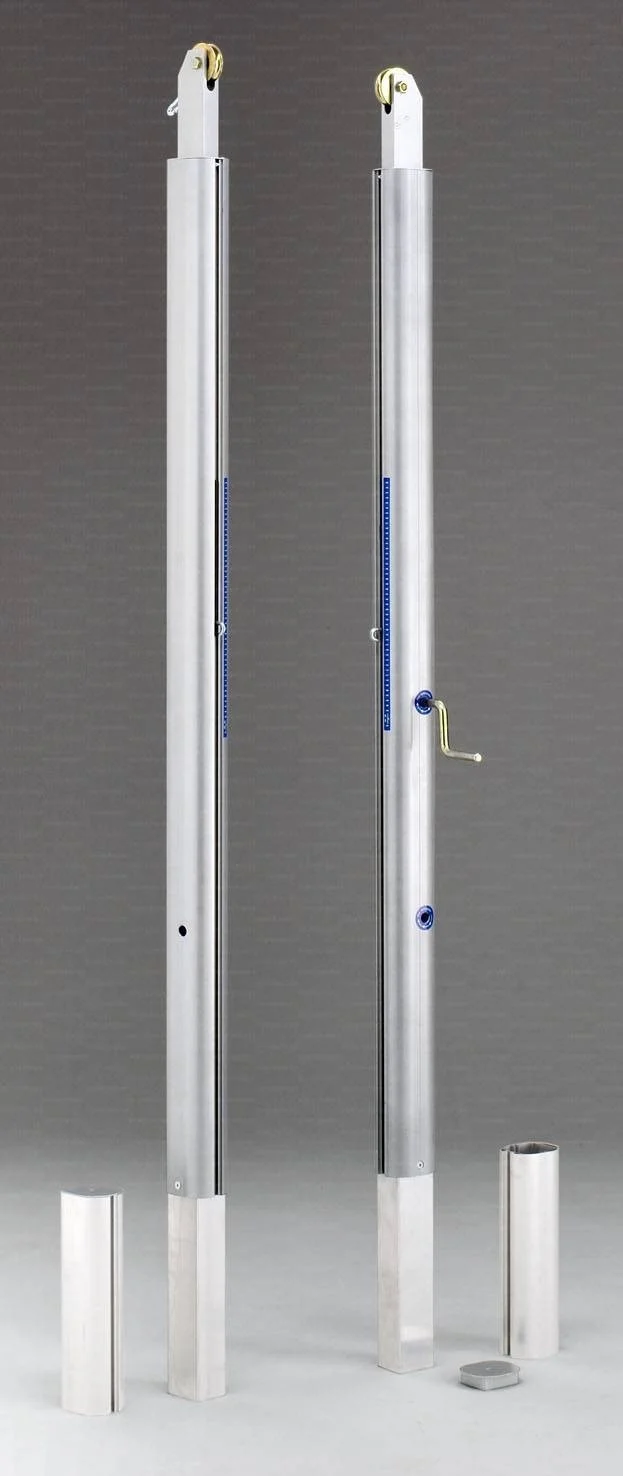 Impianto pallavolo monotubolare telescopico in alluminio a norma F.I.V.B. art 5013
