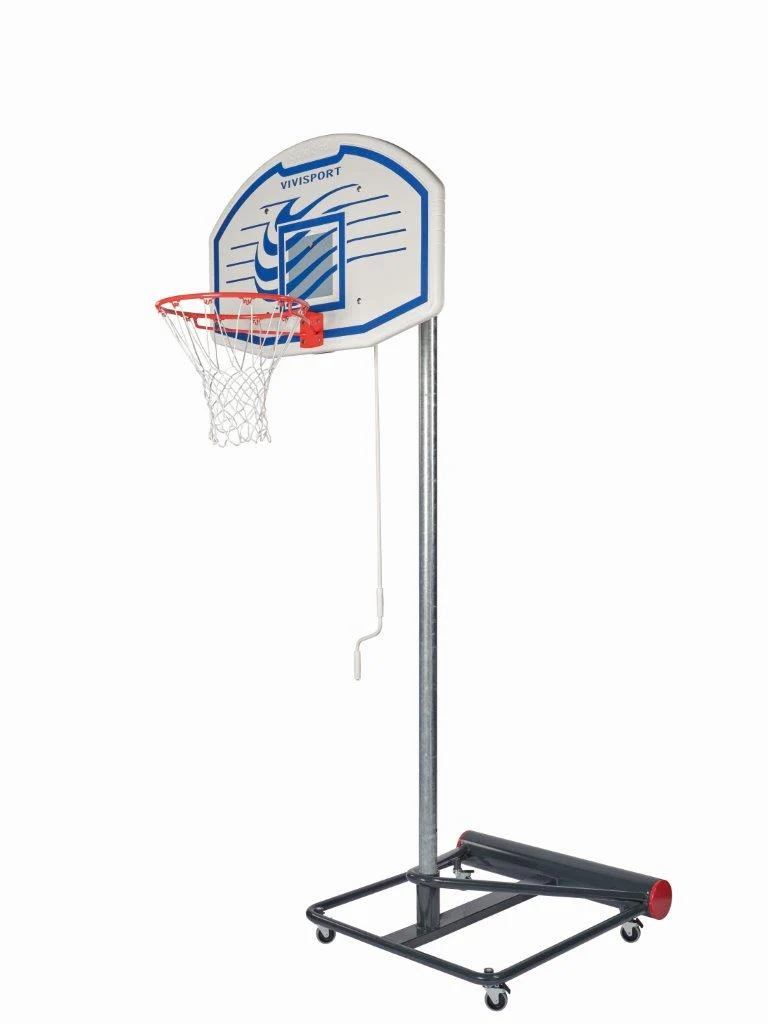 Mezzo impianto minibasket/basket modello Scuola, mobile su ruote autobloccanti, sbalzo 60cm, tabellone 112x73cm, Art 4230