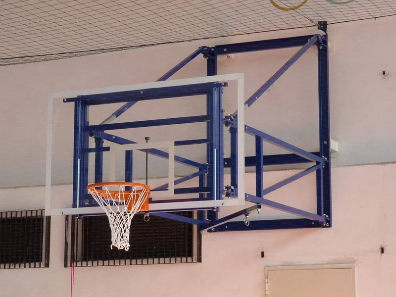 Impianto basket/minibasket a parete, a sbalzo 320 oppure personalizzato e regolabile, pieghevole a libro lateralmente, con tubolari Codice:4271