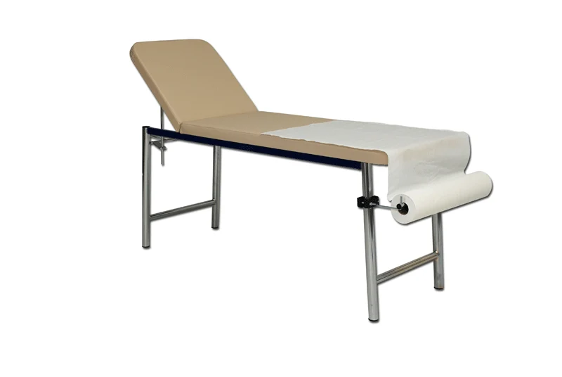 Lettino visita medica struttura acciaio cromato e verniciato piano appoggio e testiera reclinabile imbottiti S07116 e Art S07115 in versione ignifuga.