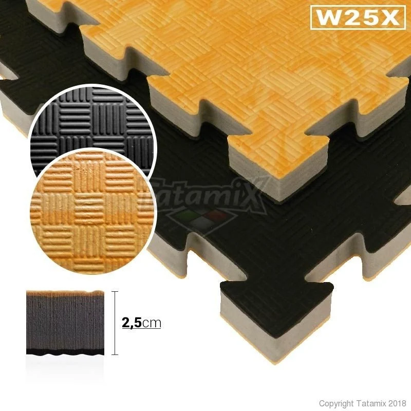 Tatami Eva Ad Incastro 100x100x2,5cm Hard Simil Legno-Nero W25X Quantità Minima Per La Vendita 6 Moduli