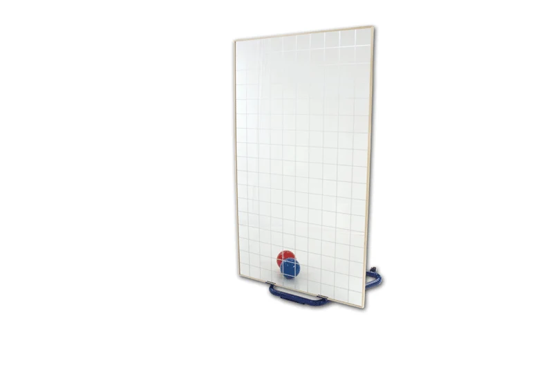 Specchio vetro temperato QUADRETTATO cornice legno cm 100x200, inclinazione regolabile, mobile su carrello art S01622