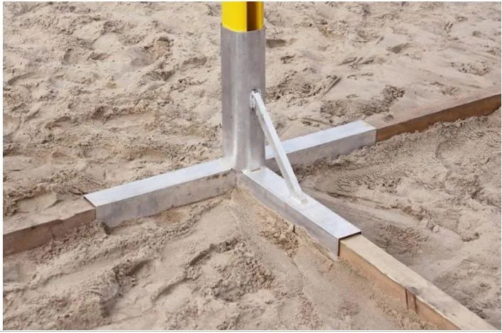Impianto beach volley zincato mm.50 Art. V 709/R in tubo di acciaio mod. standard con bussola a croce