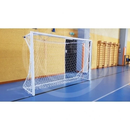 Coppia porte calcio 5x2 m in alluminio, con bussole Art. F 731/5 CERTIFICATA UNI EN 748