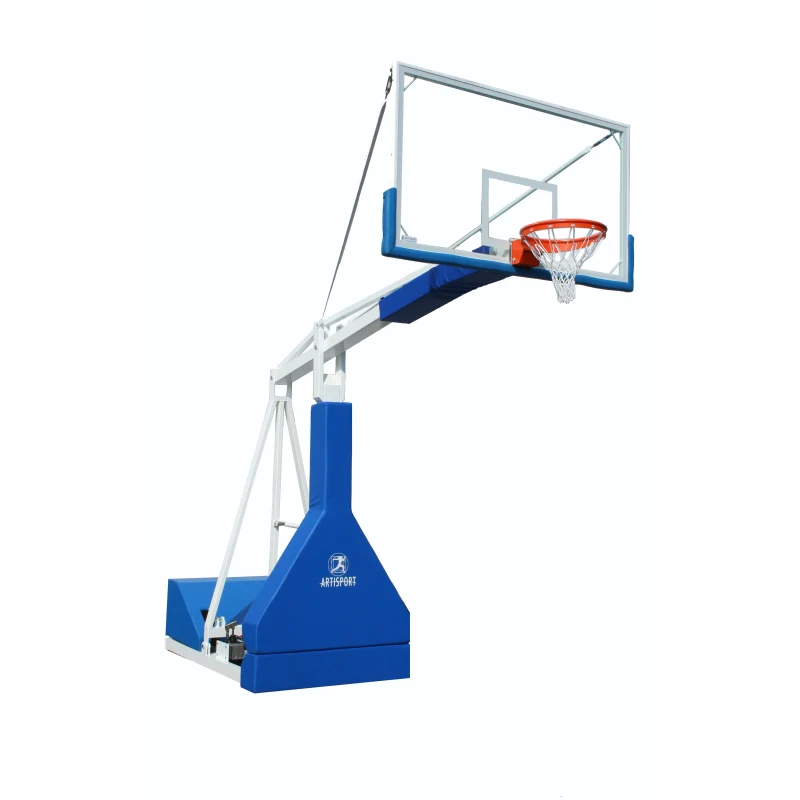 Impianto basket oleodinamico manuale Art. B 902 sbalzo cm 230 tabelloni cristallo OMOLOGATO TÜV SECONDO NORMA UNI EN 1270