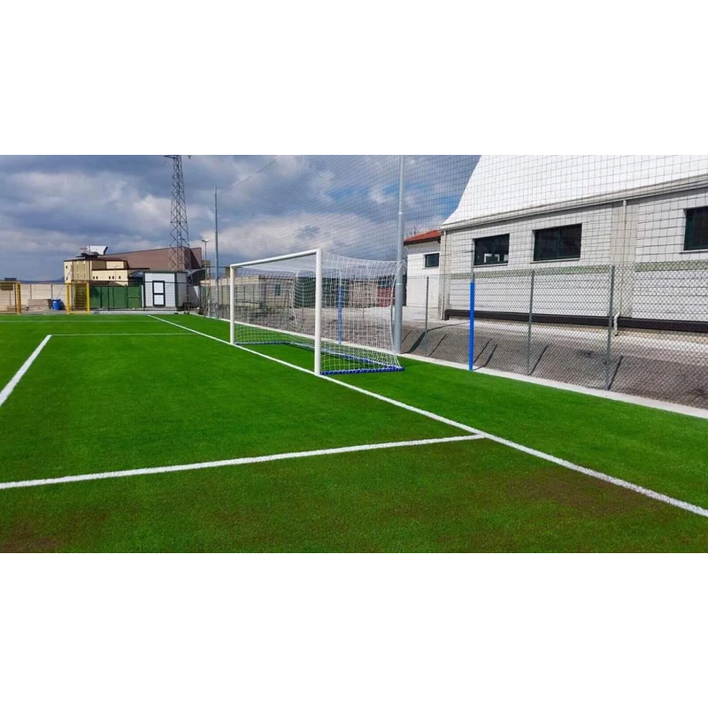 Coppia porte calcio in alluminio regolamentari, Art. F 735/PS con palo staccato 7,32x2,44 m norma UNI EN 748