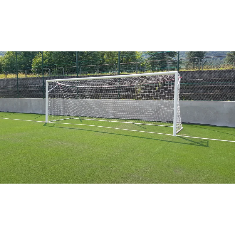 Coppia porte calcio regolamentare in alluminio, 7,32x2,44 m, con bussole Art. F 735
